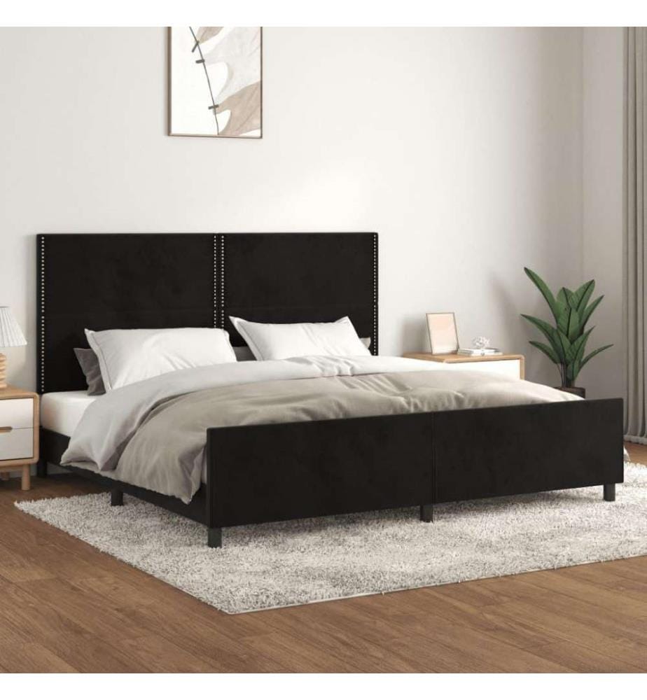 Bettgestell mit Kopfteil Schwarz 200x200 cm Samt