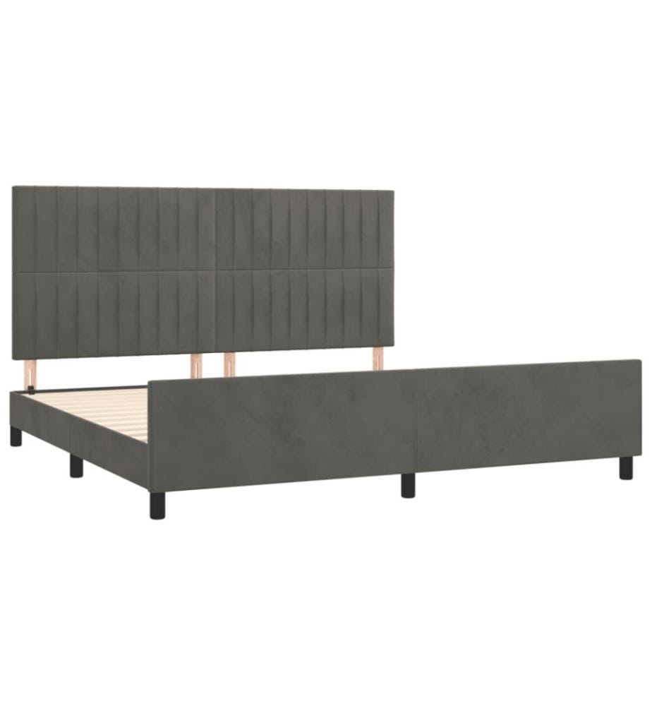 Bettgestell mit Kopfteil Dunkelgrau 200x200 cm Samt