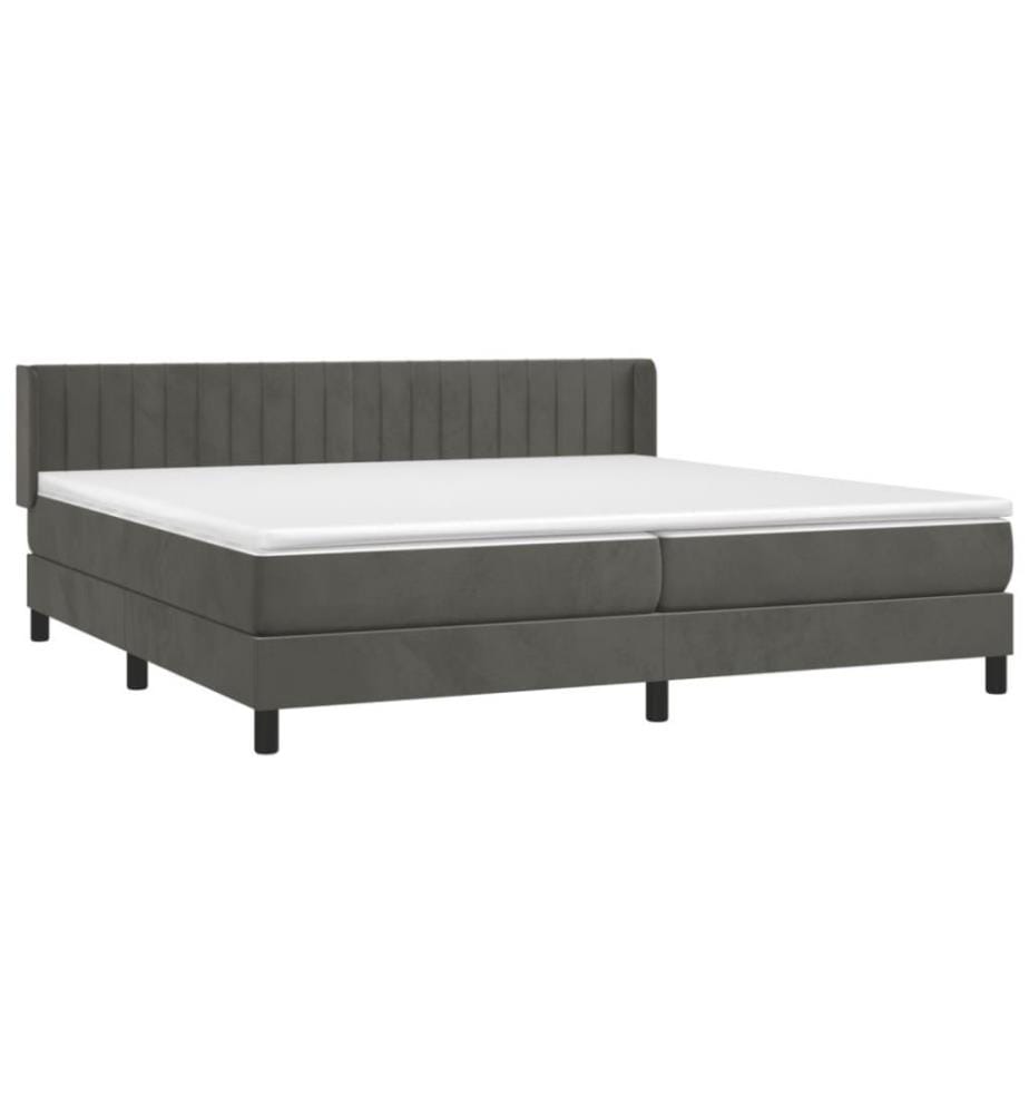 Boxspringbett mit Matratze Dunkelgrau 200x200 cm Samt