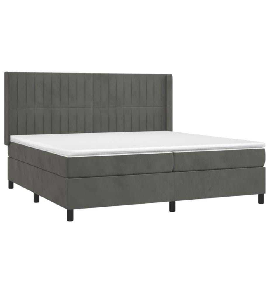 Boxspringbett mit Matratze & LED Dunkelgrau 200x200 cm Samt