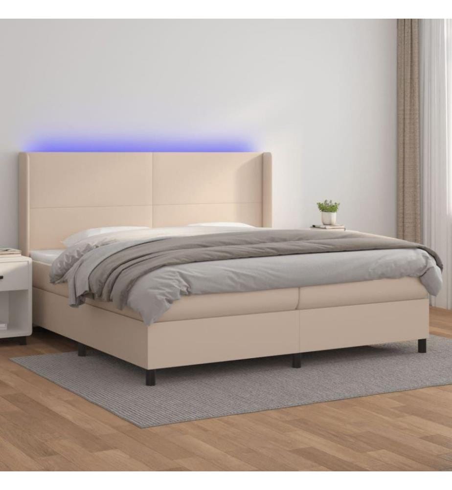 Boxspringbett mit Matratze & LED Cappuccino-Braun 200x200cm