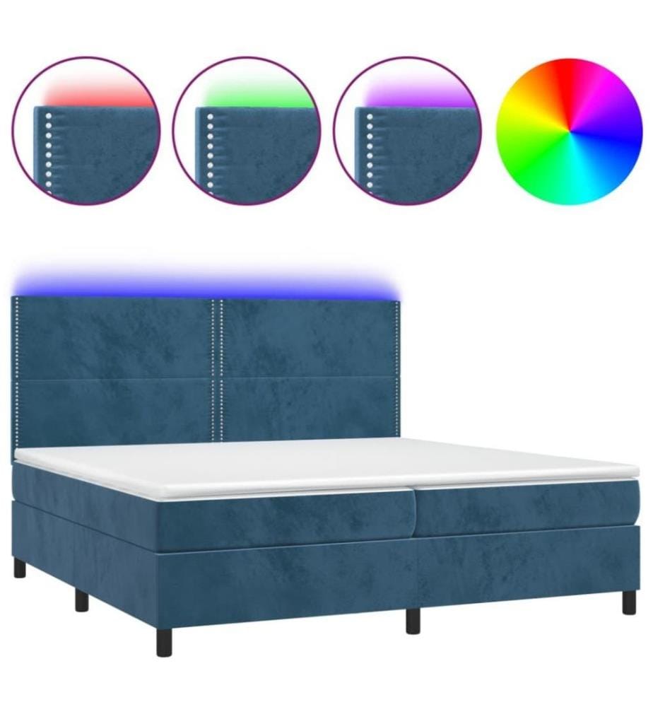 Boxspringbett mit Matratze & LED Dunkelblau 200x200 cm Samt