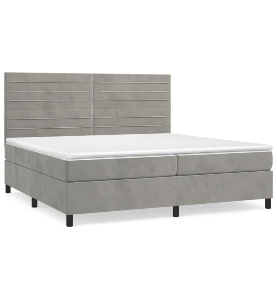 Boxspringbett mit Matratze Hellgrau 200x200 cm Samt