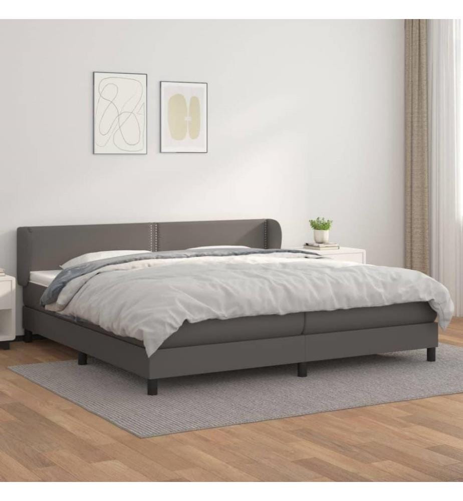 Boxspringbett mit Matratze Grau 200x200 cm Kunstleder