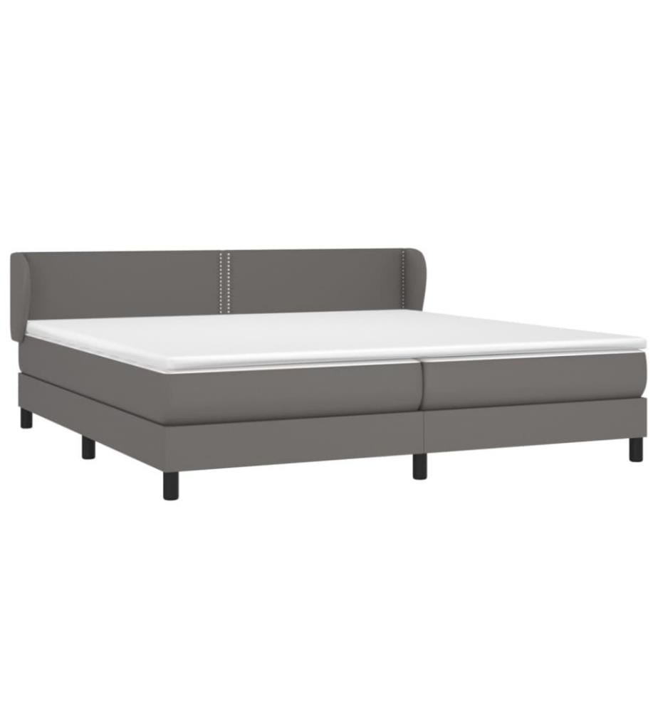 Boxspringbett mit Matratze Grau 200x200 cm Kunstleder