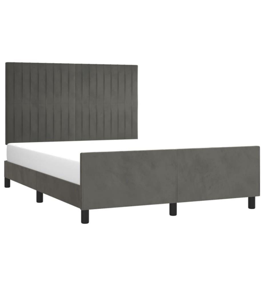 Bettgestell mit Kopfteil Dunkelgrau 140x190 cm Samt