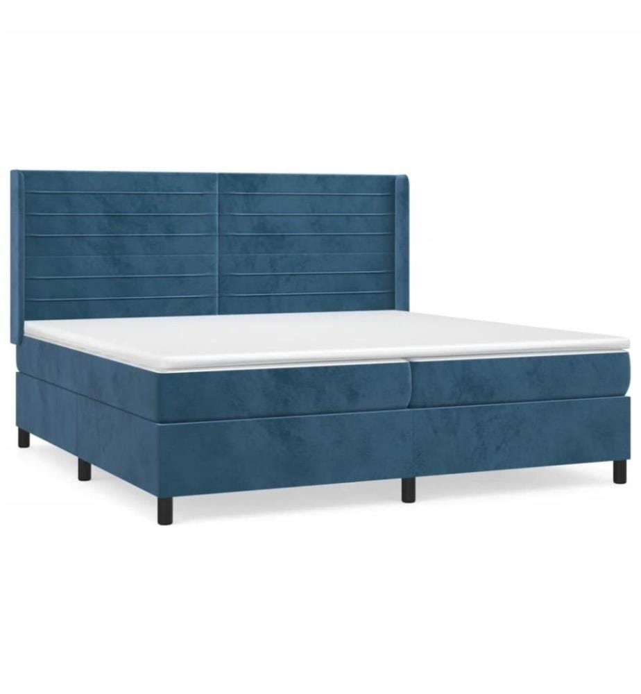 Boxspringbett mit Matratze Dunkelblau 200x200 cm Samt