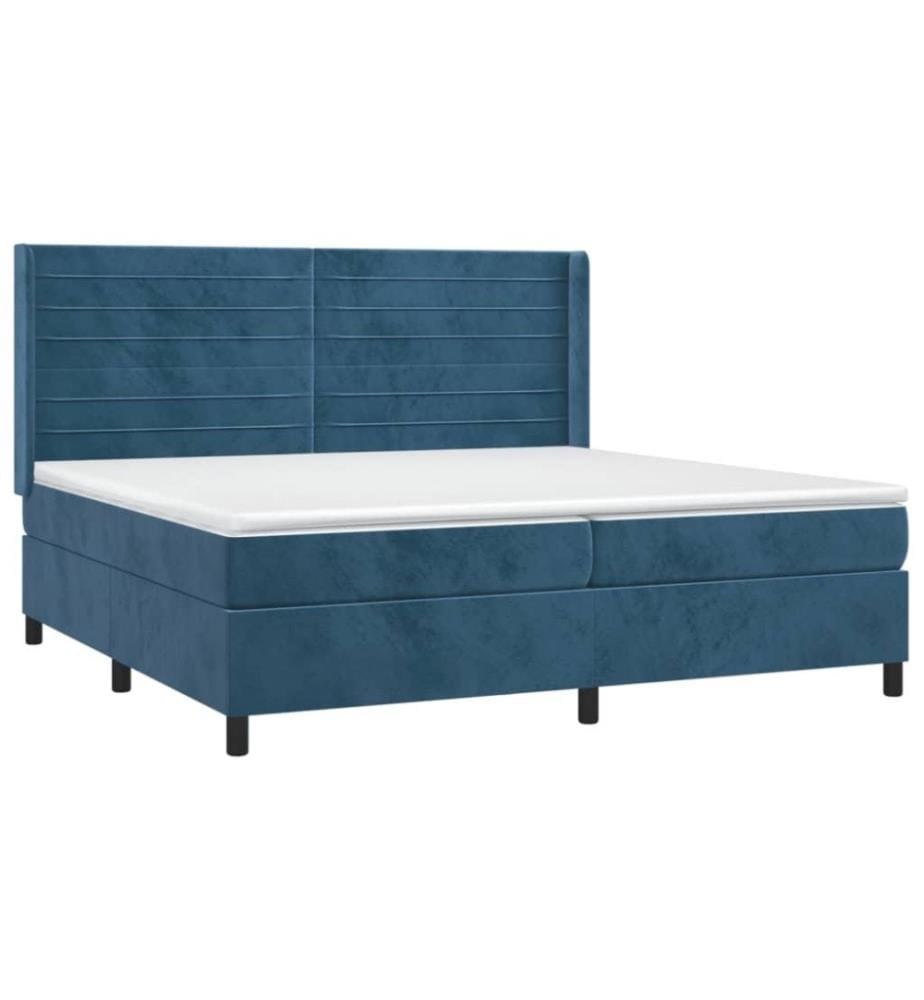 Boxspringbett mit Matratze Dunkelblau 200x200 cm Samt