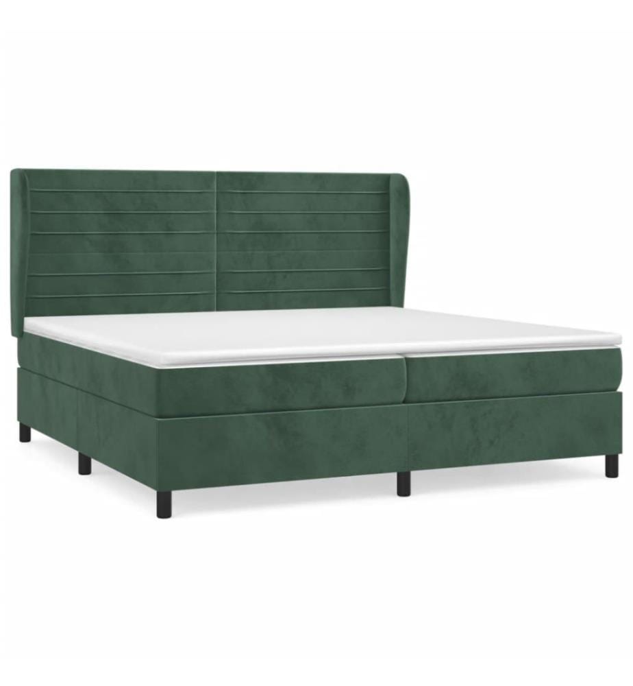Boxspringbett mit Matratze Dunkelgrün 200x200 cm Samt