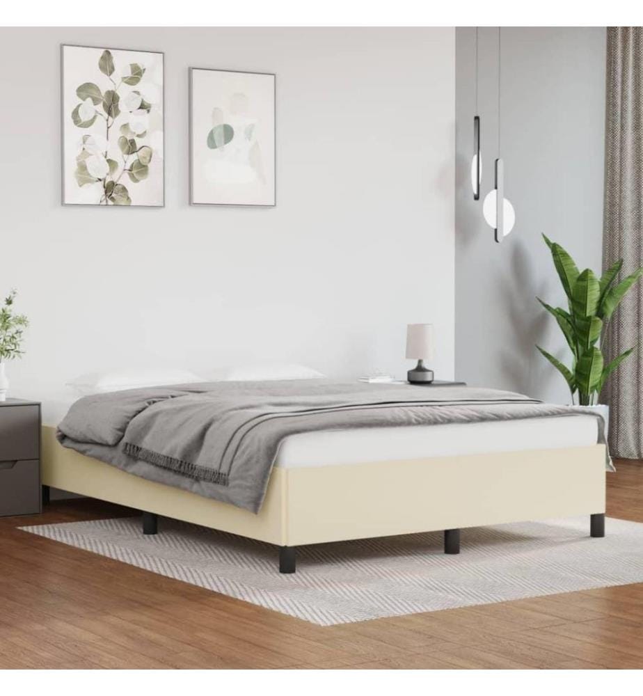 Bettgestell Creme 140x200 cm Kunstleder