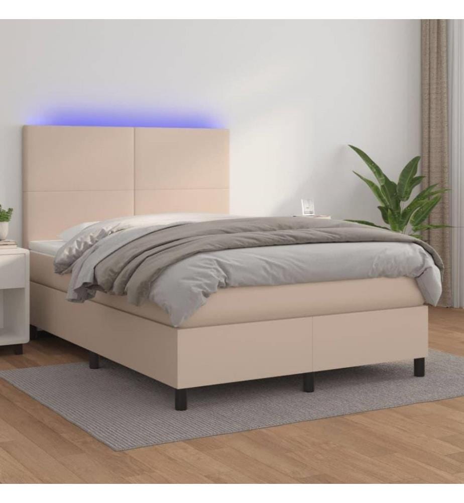 Boxspringbett mit Matratze & LED Cappuccino-Braun 140x200cm