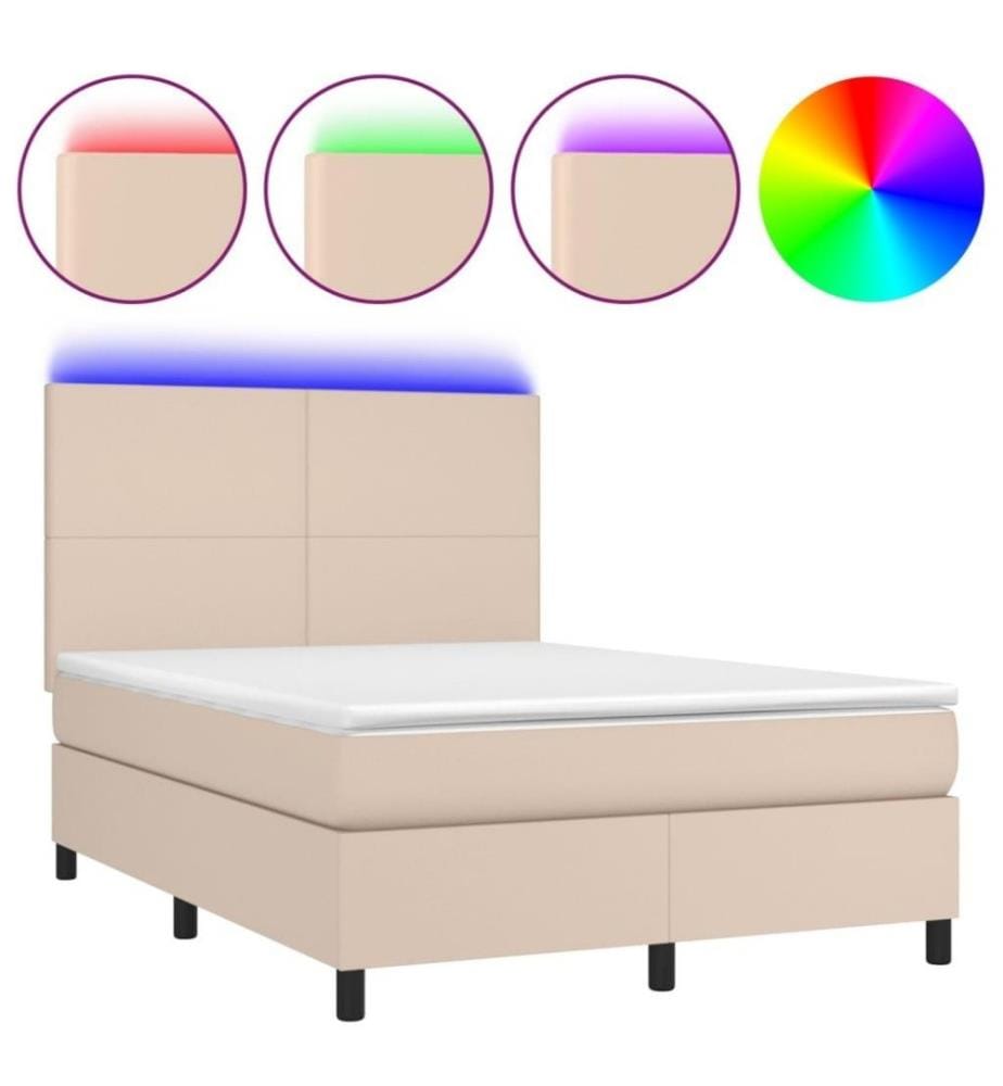 Boxspringbett mit Matratze & LED Cappuccino-Braun 140x200cm
