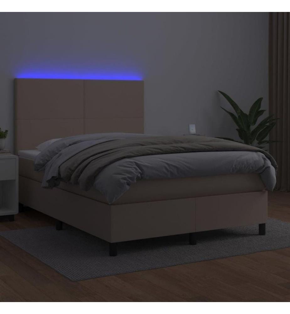 Boxspringbett mit Matratze & LED Cappuccino-Braun 140x200cm