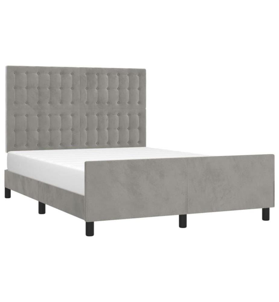 Bettgestell mit Kopfteil Hellgrau 140x190 cm Samt