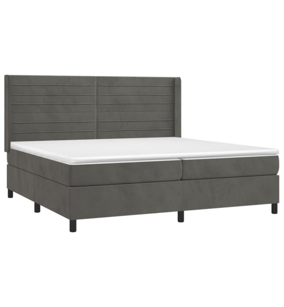 Boxspringbett mit Matratze & LED Dunkelgrau 200x200 cm Samt