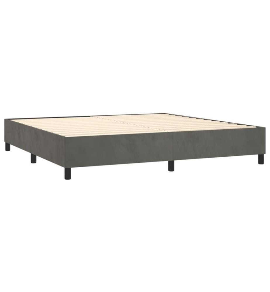 Boxspringbett mit Matratze & LED Dunkelgrau 200x200 cm Samt