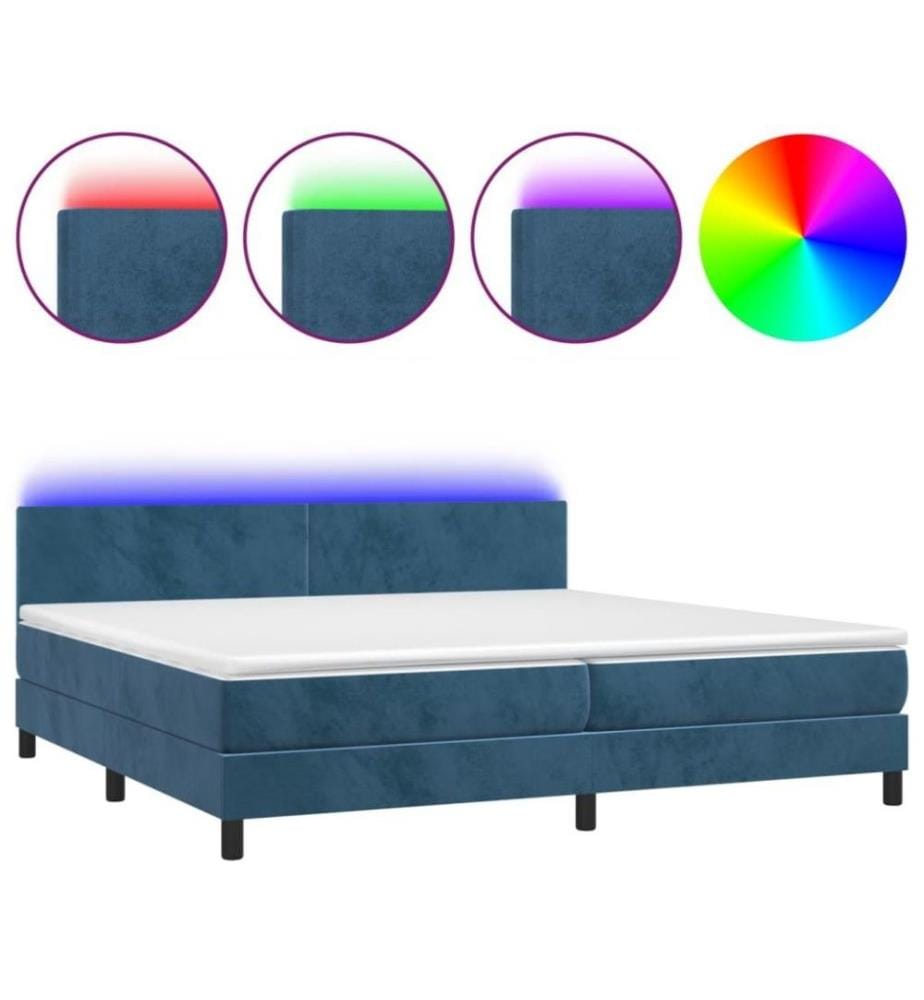 Boxspringbett mit Matratze & LED Dunkelblau 200x200 cm Samt
