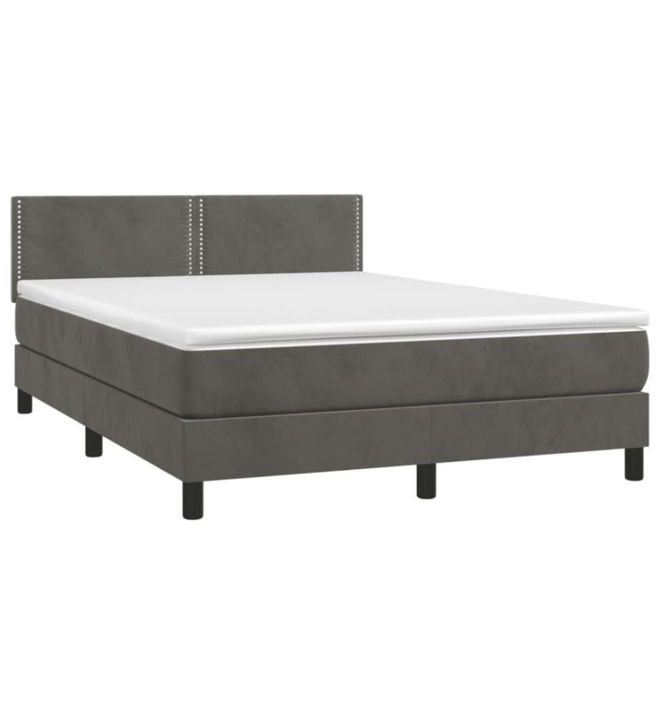 Boxspringbett mit Matratze & LED Dunkelgrau 140x200 cm Samt