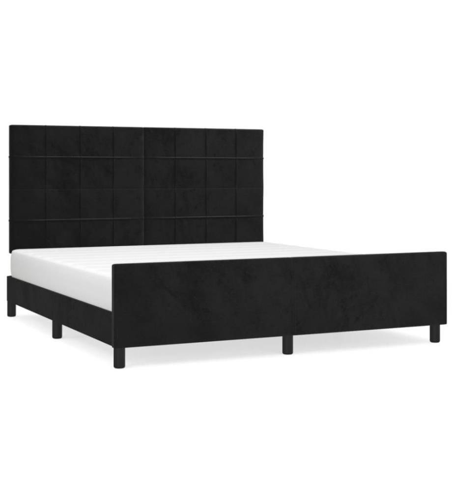 Bettgestell mit Kopfteil Schwarz 160x200 cm Samt