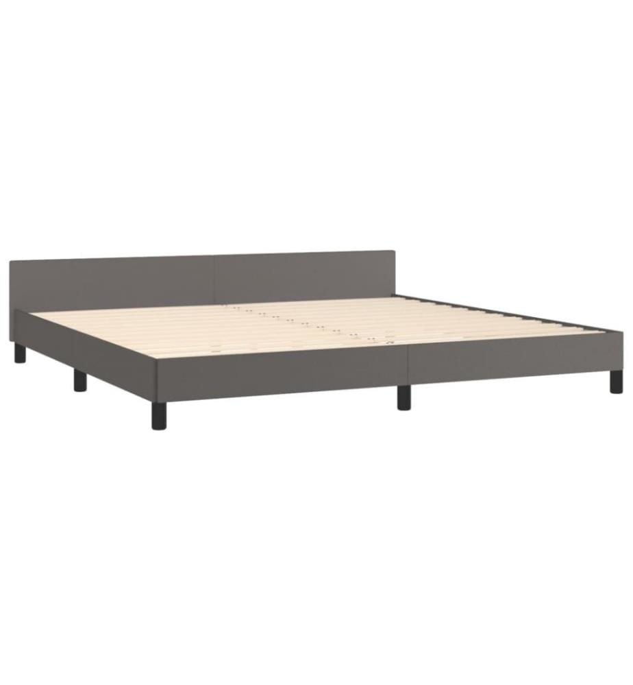 Bettgestell mit Kopfteil Grau 200x200 cm Kunstleder