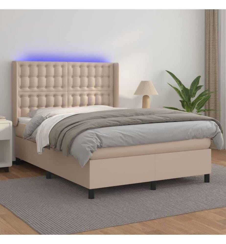 Boxspringbett mit Matratze & LED Cappuccino-Braun 140x200cm