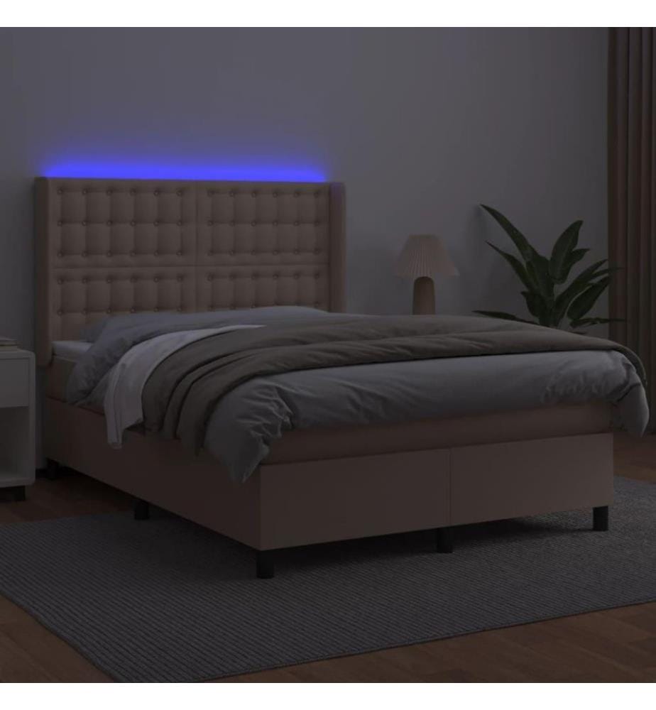 Boxspringbett mit Matratze & LED Cappuccino-Braun 140x200cm