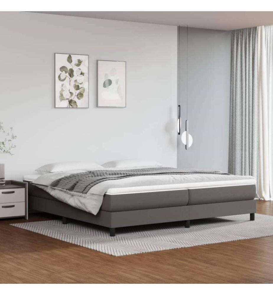Lit à sommier tapissier avec matelas Gris 200x200 cm Similicuir