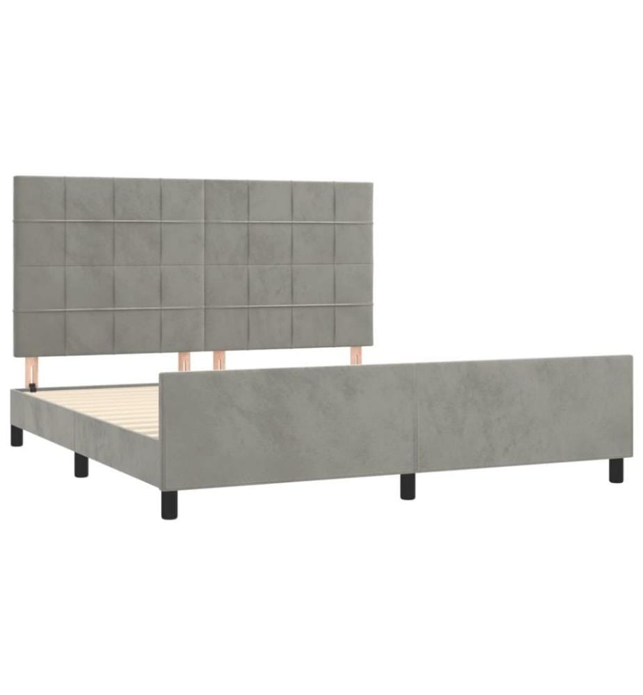 Bettgestell mit Kopfteil Hellgrau 180x200 cm Samt