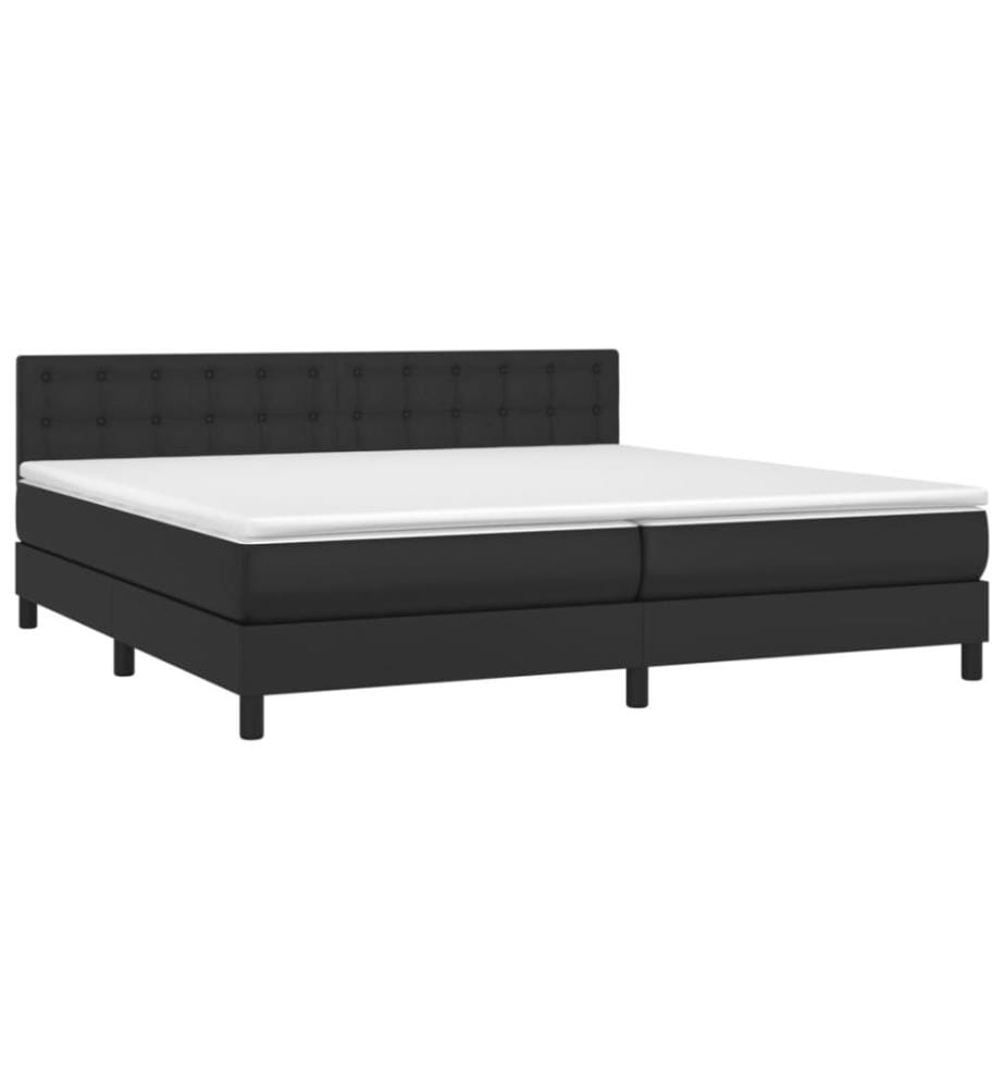 Boxspringbett mit Matratze & LED Schwarz 200x200 cm Kunstleder