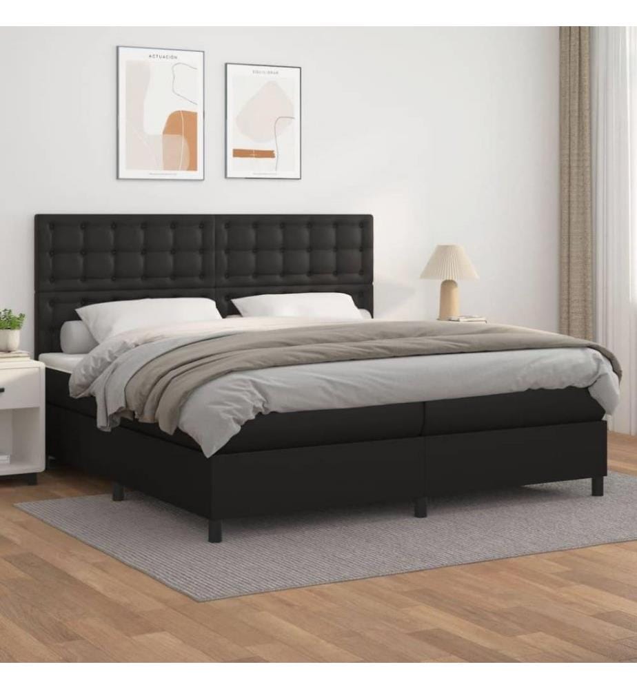 Boxspringbett mit Matratze Schwarz 200x200 cm Kunstleder