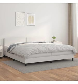 Boxspringbett mit Matratze Weiss 200x200 cm Kunstleder