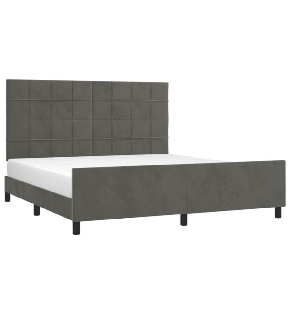 Bettgestell mit Kopfteil Dunkelgrau 180x200 cm Samt