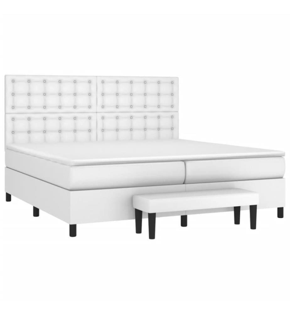 Boxspringbett mit Matratze Weiss 200x200 cm Kunstleder