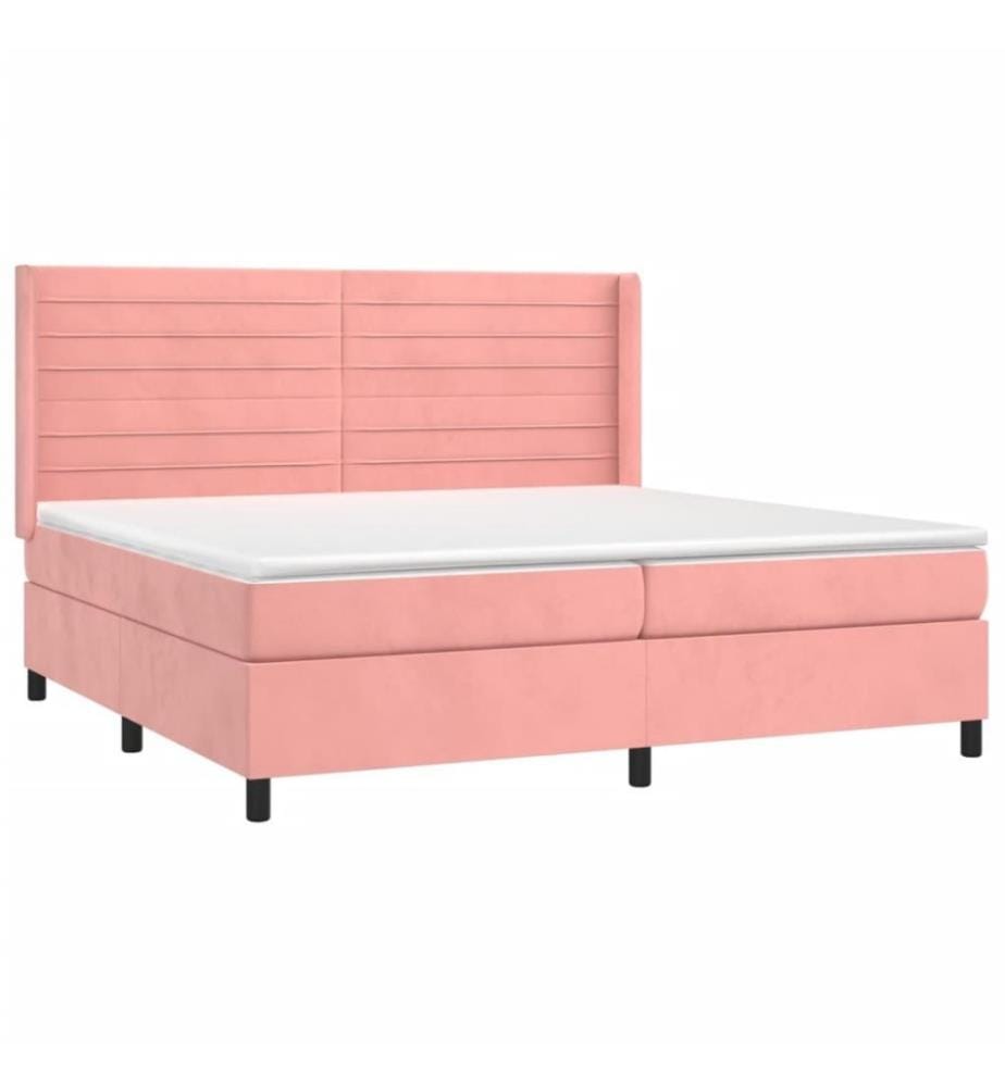 Boxspringbett mit Matratze & LED Rosa 200x200 cm Samt