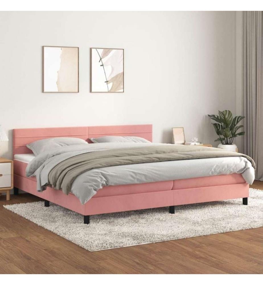 Boxspringbett mit Matratze Rosa 200x200 cm Samt