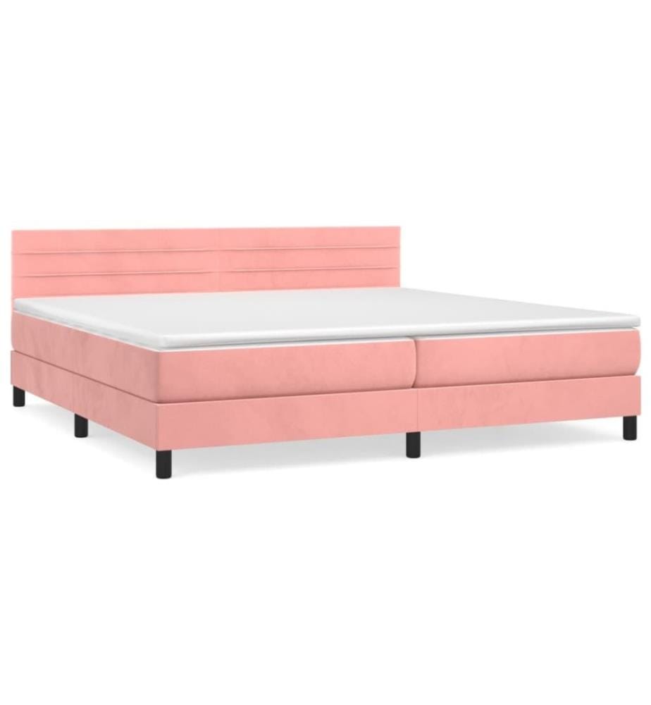 Boxspringbett mit Matratze Rosa 200x200 cm Samt
