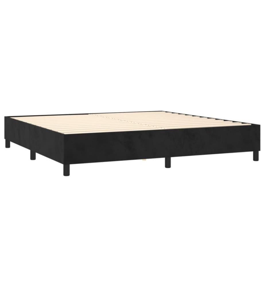 Boxspringbett mit Matratze & LED Schwarz 200x200 cm Samt