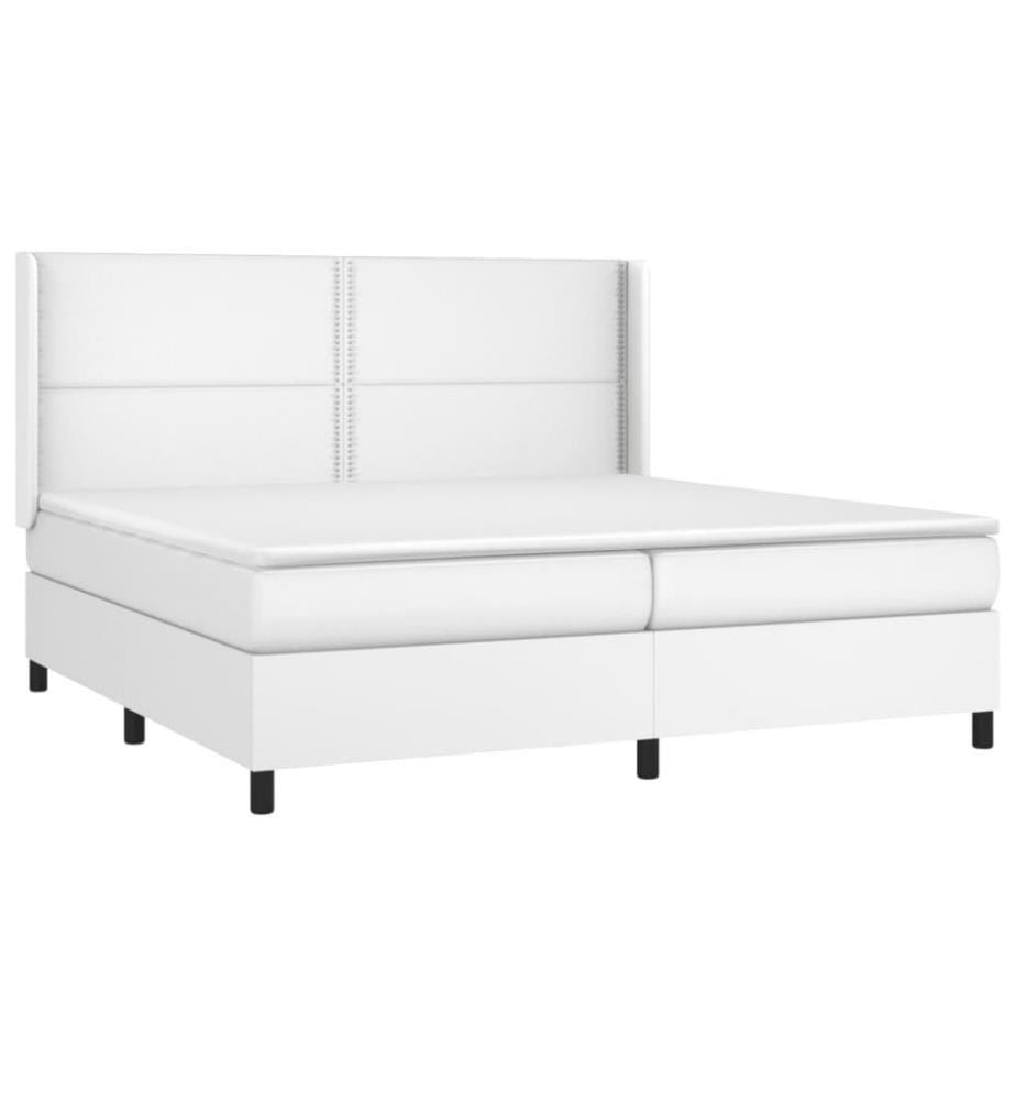 Boxspringbett mit Matratze Weiss 200x200 cm Kunstleder