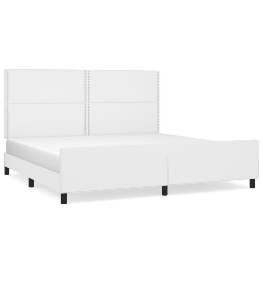 Bettgestell mit Kopfteil Weiss 200x200 cm Kunstleder