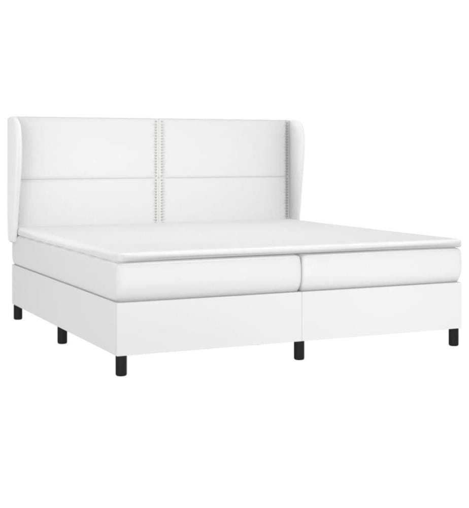 Boxspringbett mit Matratze Weiss 200x200 cm Kunstleder