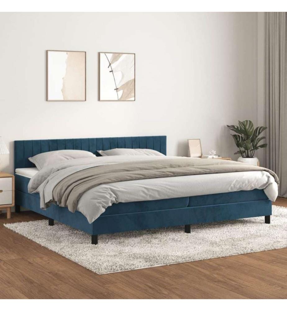 Boxspringbett mit Matratze Dunkelblau 200x200 cm Samt
