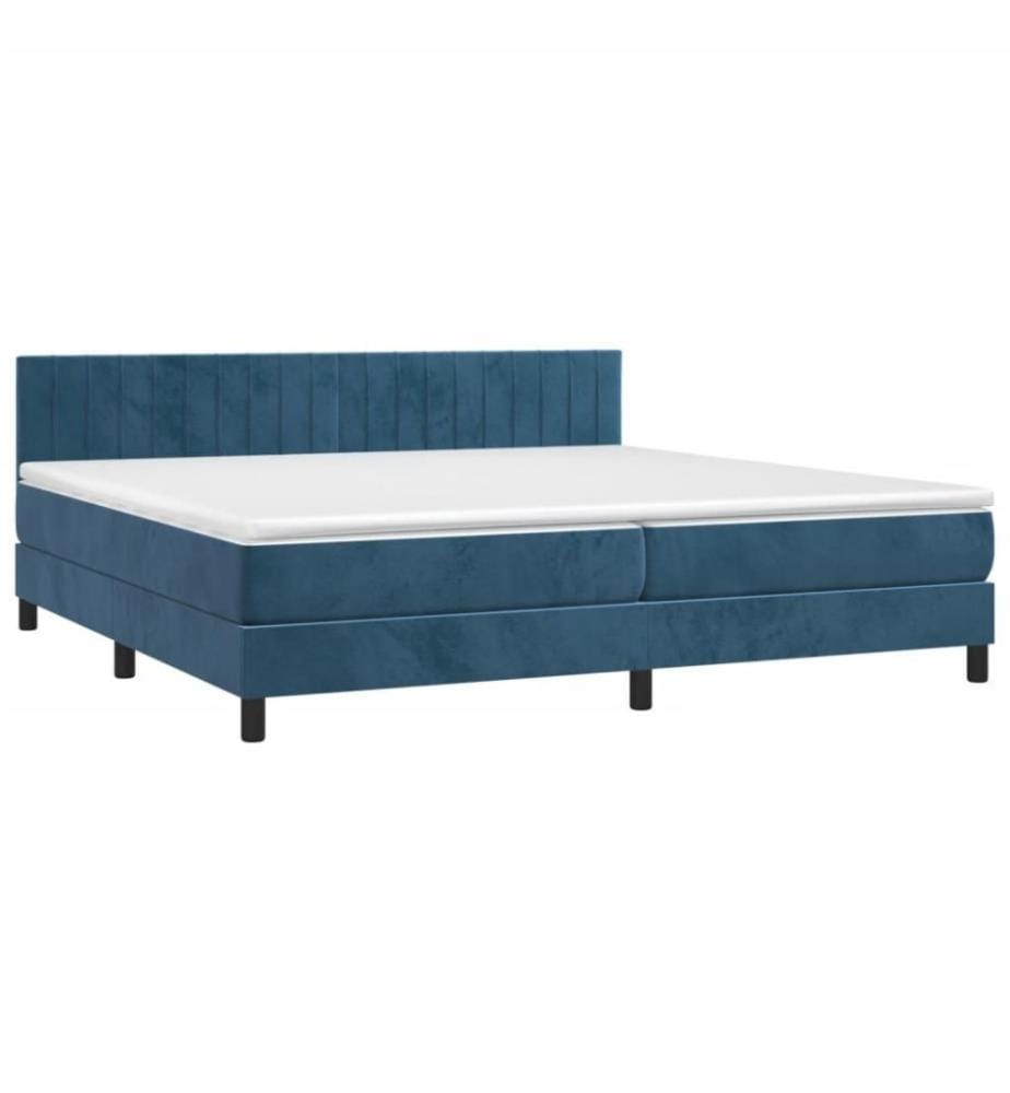 Boxspringbett mit Matratze & LED Dunkelblau 200x200 cm Samt