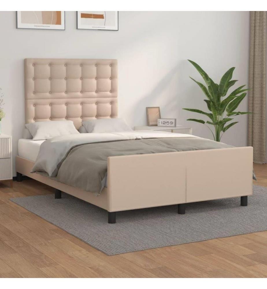 Bettgestell mit Kopfteil Cappuccino-Braun 120x200 cm Kunstleder
