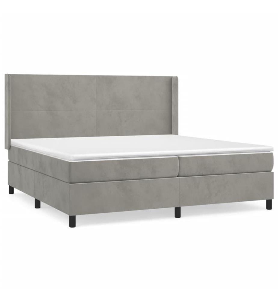 Boxspringbett mit Matratze Hellgrau 200x200 cm Samt