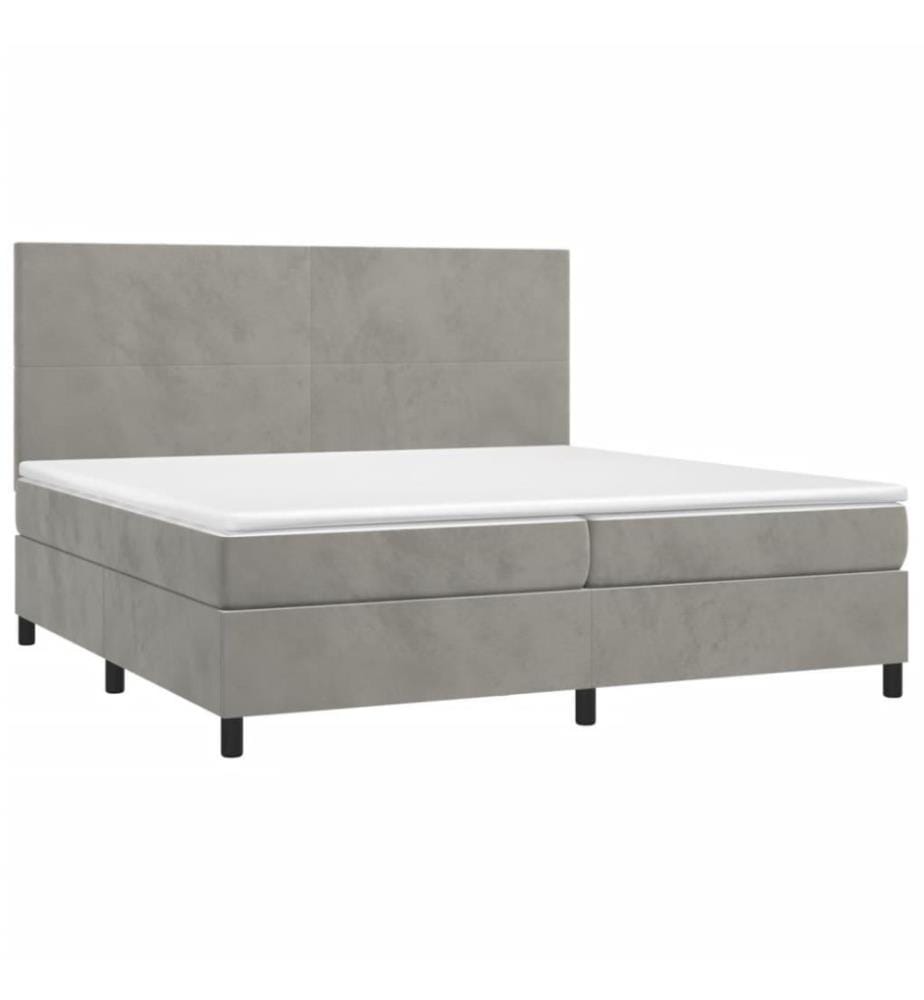 Boxspringbett mit Matratze Hellgrau 200x200 cm Samt
