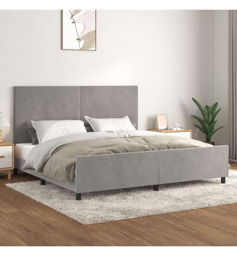 Bettgestell mit Kopfteil Hellgrau 200x200 cm Samt