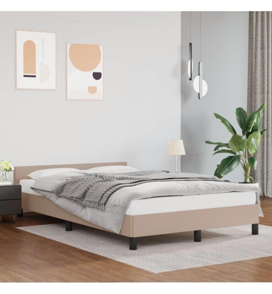 Bettgestell mit Kopfteil Cappuccino-Braun 140x200 cm Kunstleder