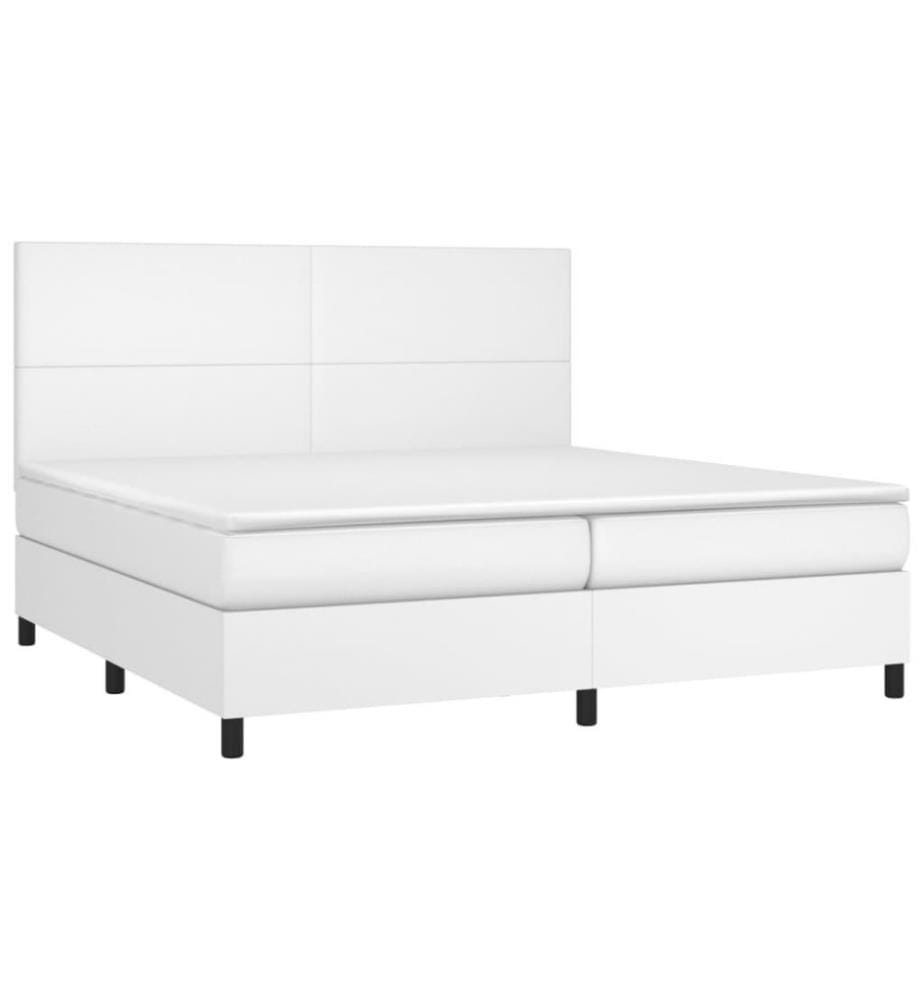 Boxspringbett mit Matratze & LED Weiss 200x200 cm Kunstleder
