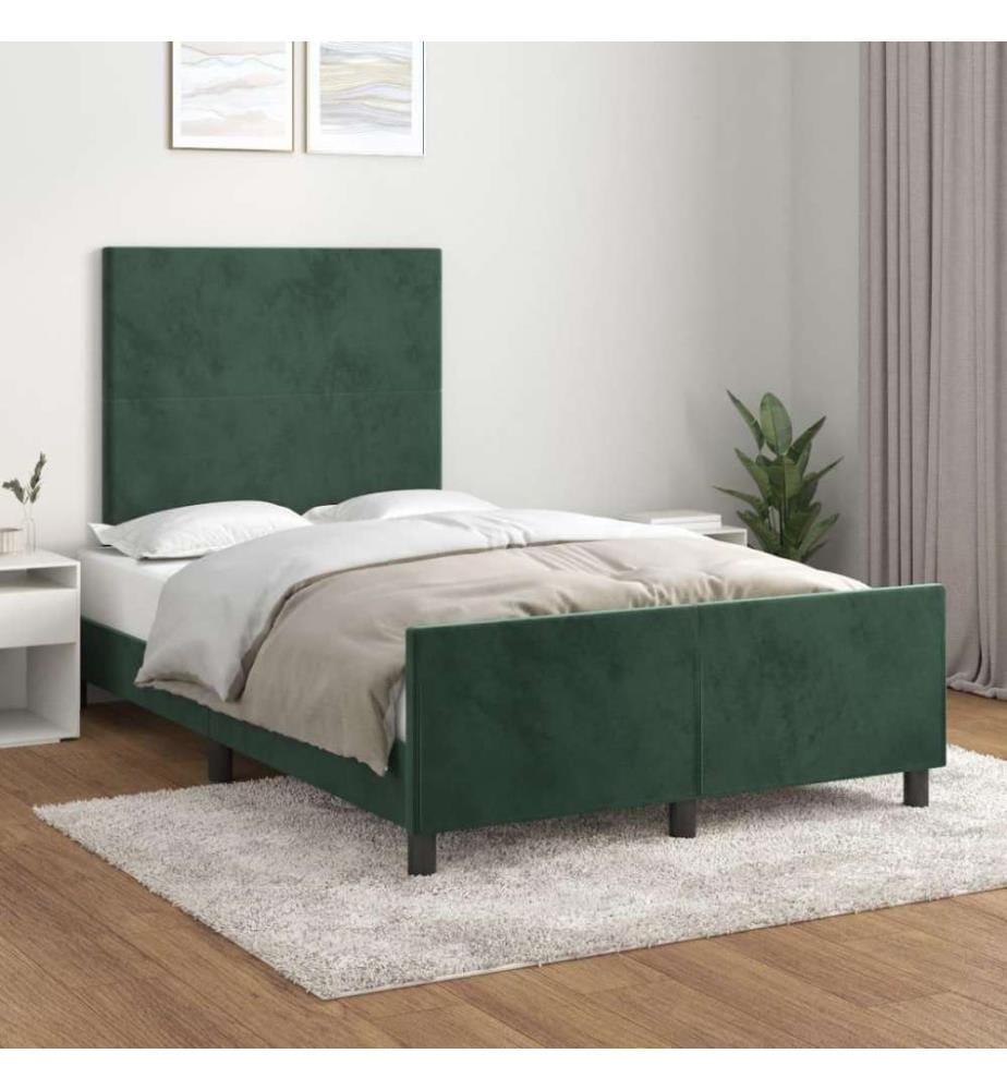 Bettgestell mit Kopfteil Dunkelgrün 120x200 cm Samt