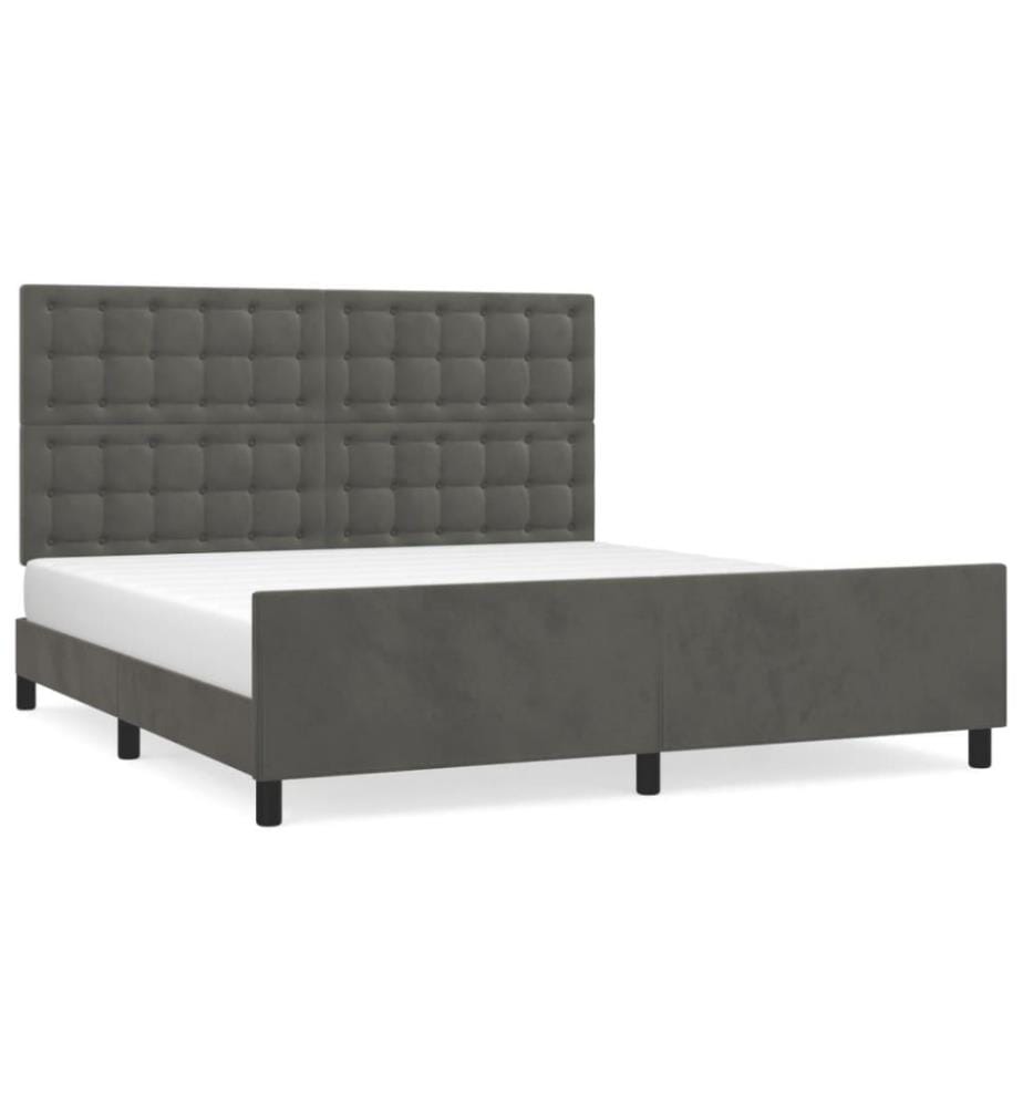 Bettgestell mit Kopfteil Dunkelgrau 160x200 cm Samt